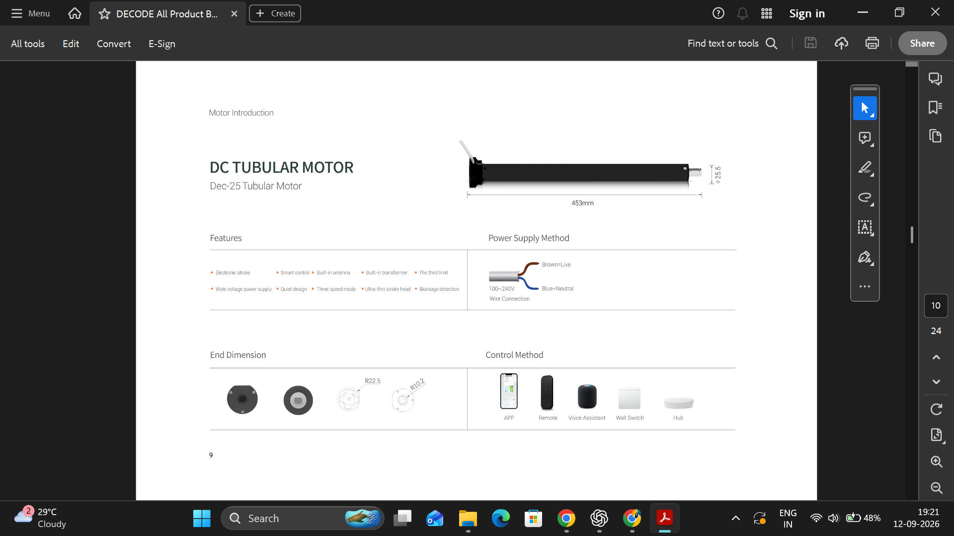 DEC-25 tubular motor
